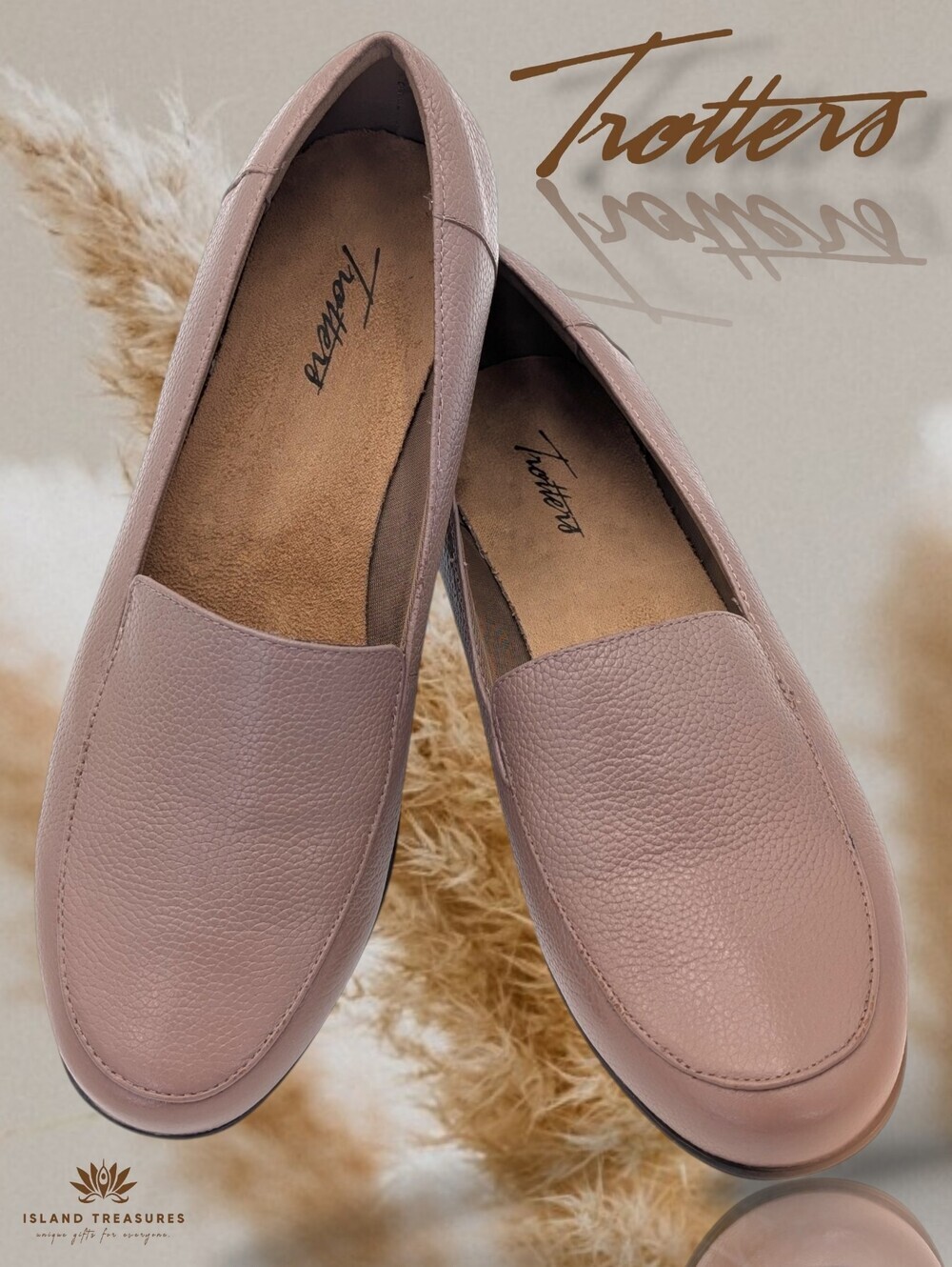 Trotters Deanna Sz 10M Dark Taupe Women's Genuine Pebbled Leather Slip-On Loafer